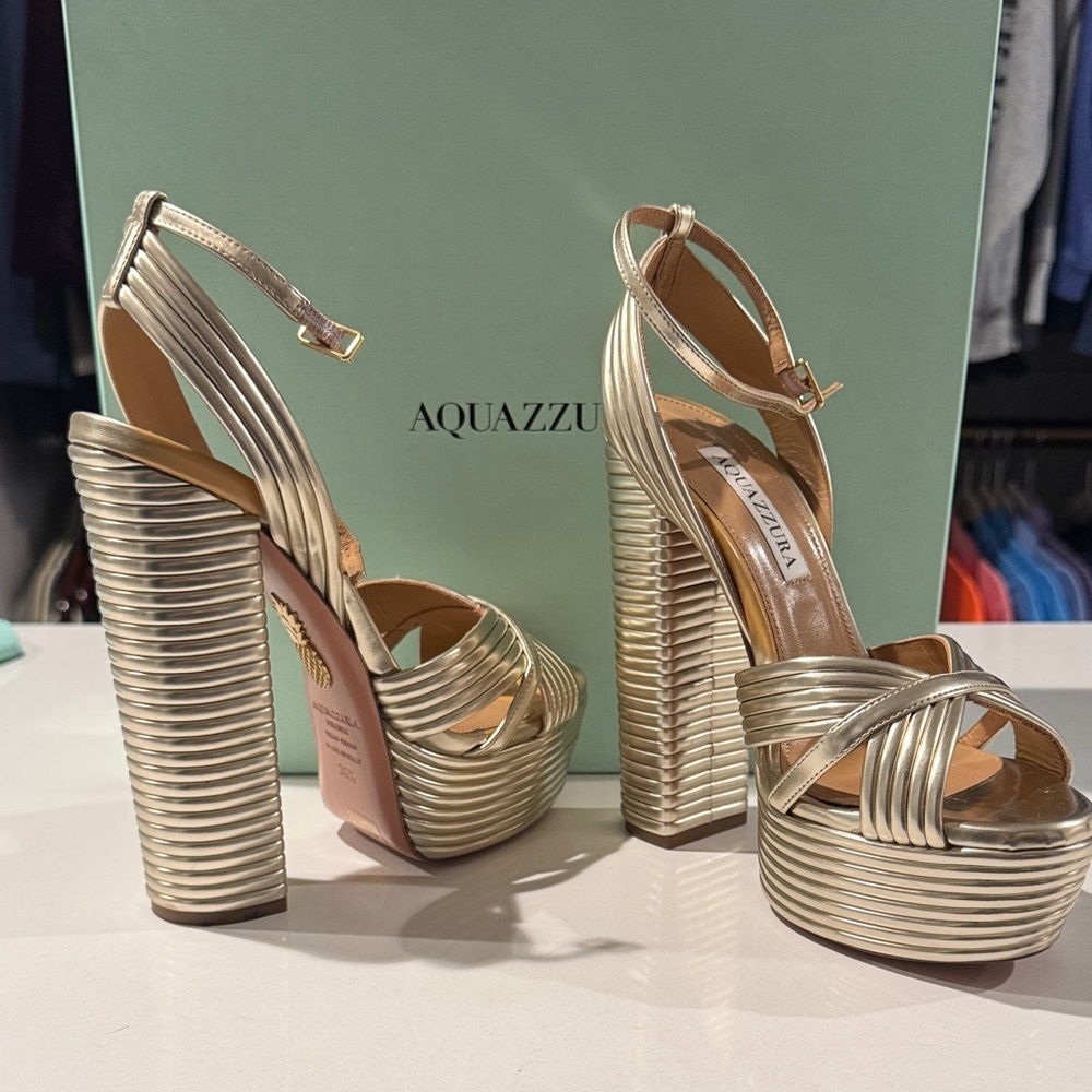 Aquazzura Metallic Gold Platform Heels